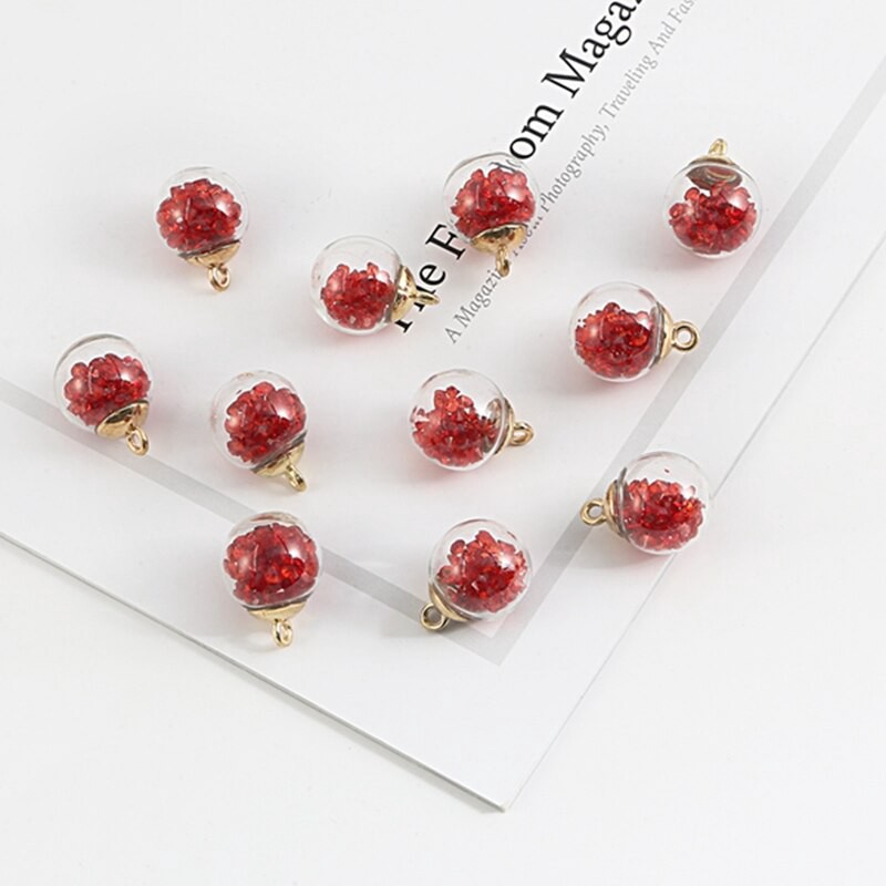 Lot Liontin Bentuk Bintang Bola Kaca Transparan Warna-Warni Ukuran 15x21mm