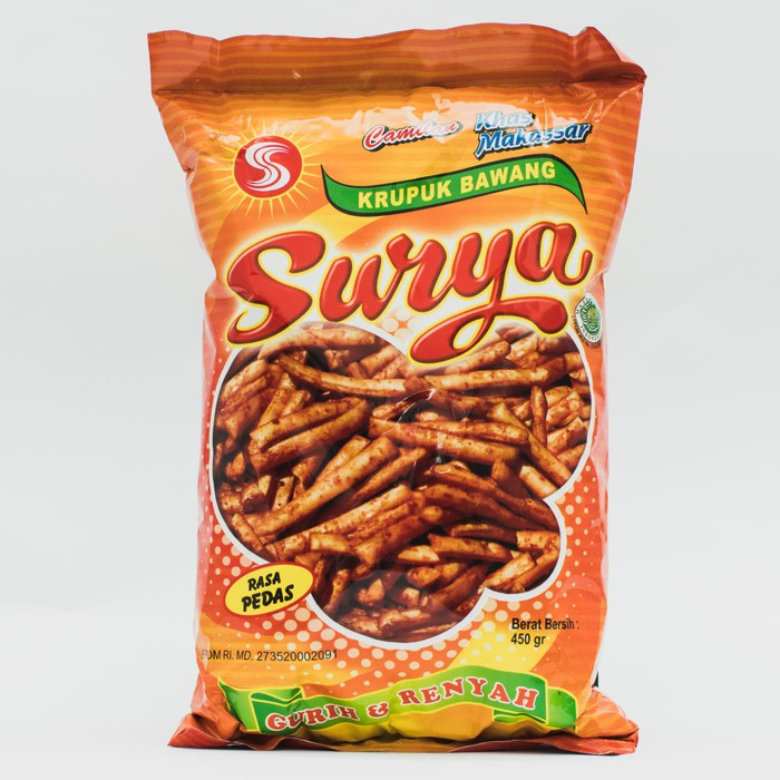 

Surya Krupuk Bawang Pedas 450 Gram Snack Cemilkan Ole Ole Khas Makassar