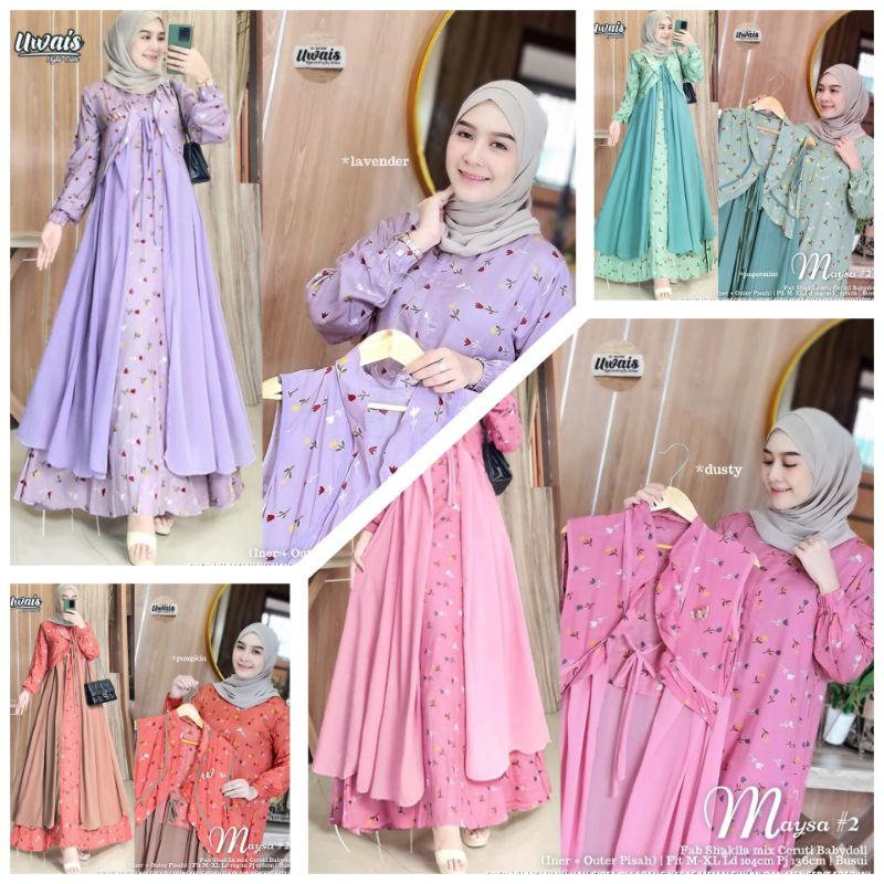 Maysa #1 #2 Gamis Katun Rayon Prada Mix Ceruty All Size Gamis Original Uwais Terbaru