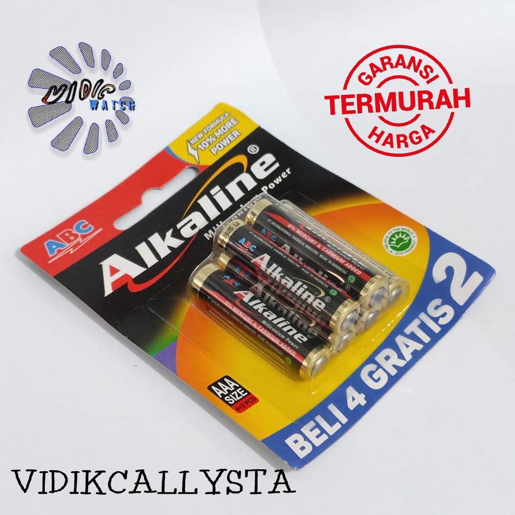 BATU BATTERY BATREI ORIGINAL ABC ALKALINE AAA A3 ISI 6PCS ABC A3