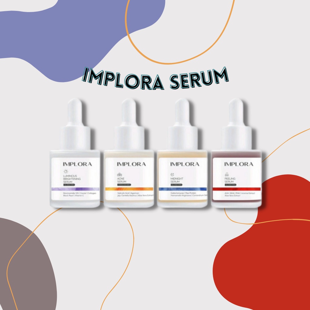 [BPOM 100% ORI] IMPLORA SERUM WAJAH 20ml IMPLORA LUMINOUS BRIGHTENING SERUM ACNE PEELING MIDNIGHT SE