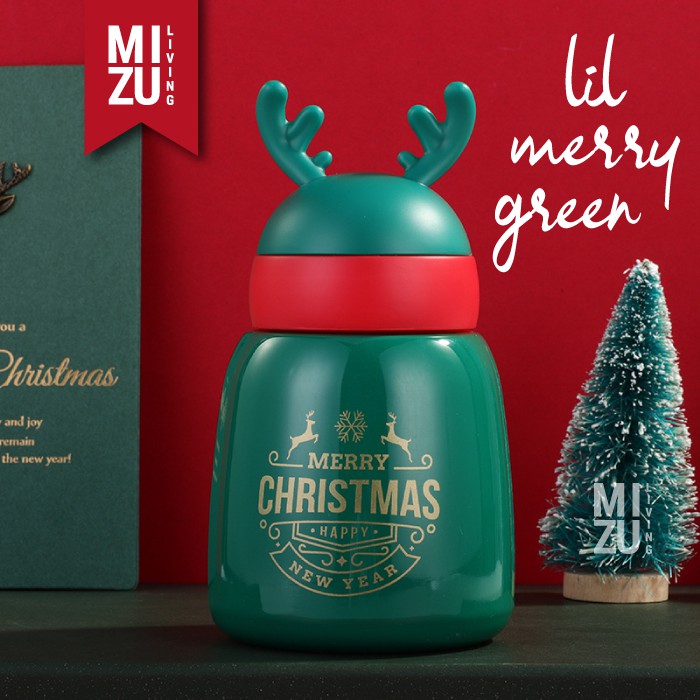 CHRISTMAS REINDEER Thermos Water Bottle Botol Air Minum Termos 300 330ml NATAL Vacuum Flask Tumbler-7