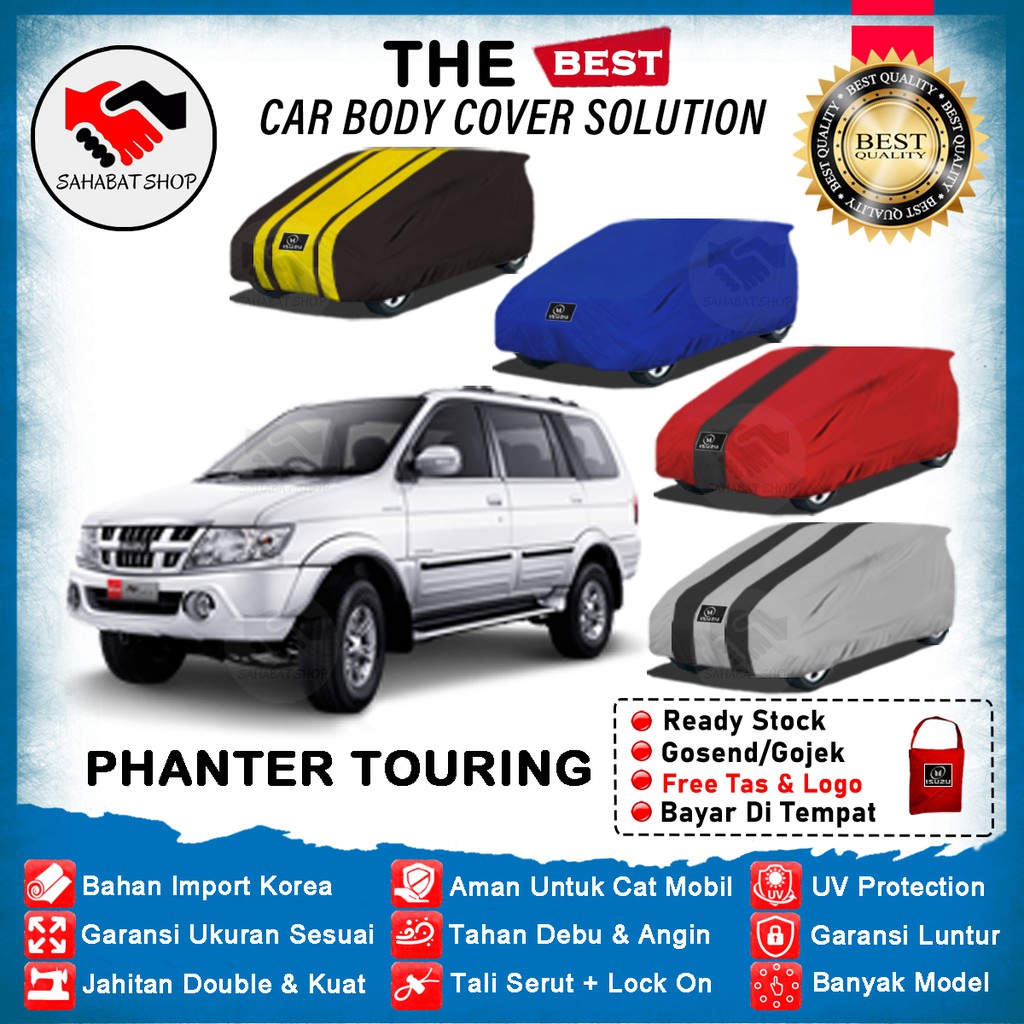 Sahabat Body Cover Mobil Panther / Sarung Penutup Isuzu Panther Touring Kotak Lama LS LV Long Outdoor 2001 2002 2003 2004 / Tutup Selimut Mantol Jas Kerudung Kelambu Terpal Pelindung Bungkus Mantel Mobil Panther Phanter Anti Air Waterproof Model Biru