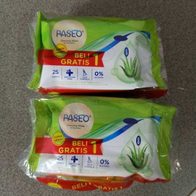 Tisu basah antibacterial paseo beli 1 gratis 1 25 s + 25 s