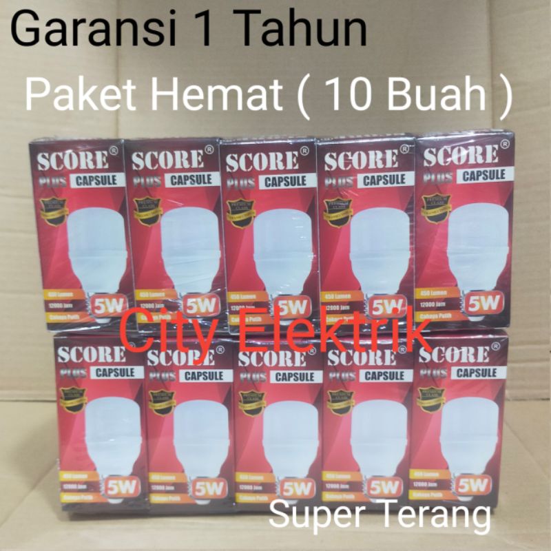 Paket Murah 10 PC Lampu LED SCORE PLUS Capsule 5 Watt / Bergaransi Resmi 1 Tahun ( Super Terang )