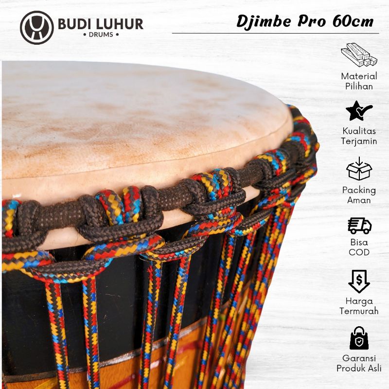 Djimbe Pro Kendang Jimbe Gendang Afrika Reggae Ukuran Jumbo 60cm x 13 inch Kelas Profesional Fullset Softcase Bergaransi