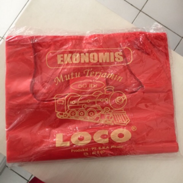 Kantong Plastik Loco Merah Ekonomis Uk 40 isi 50 lbr Kantong Plastik Loco Merah Ekonomis Uk 40 isi 50 lbr