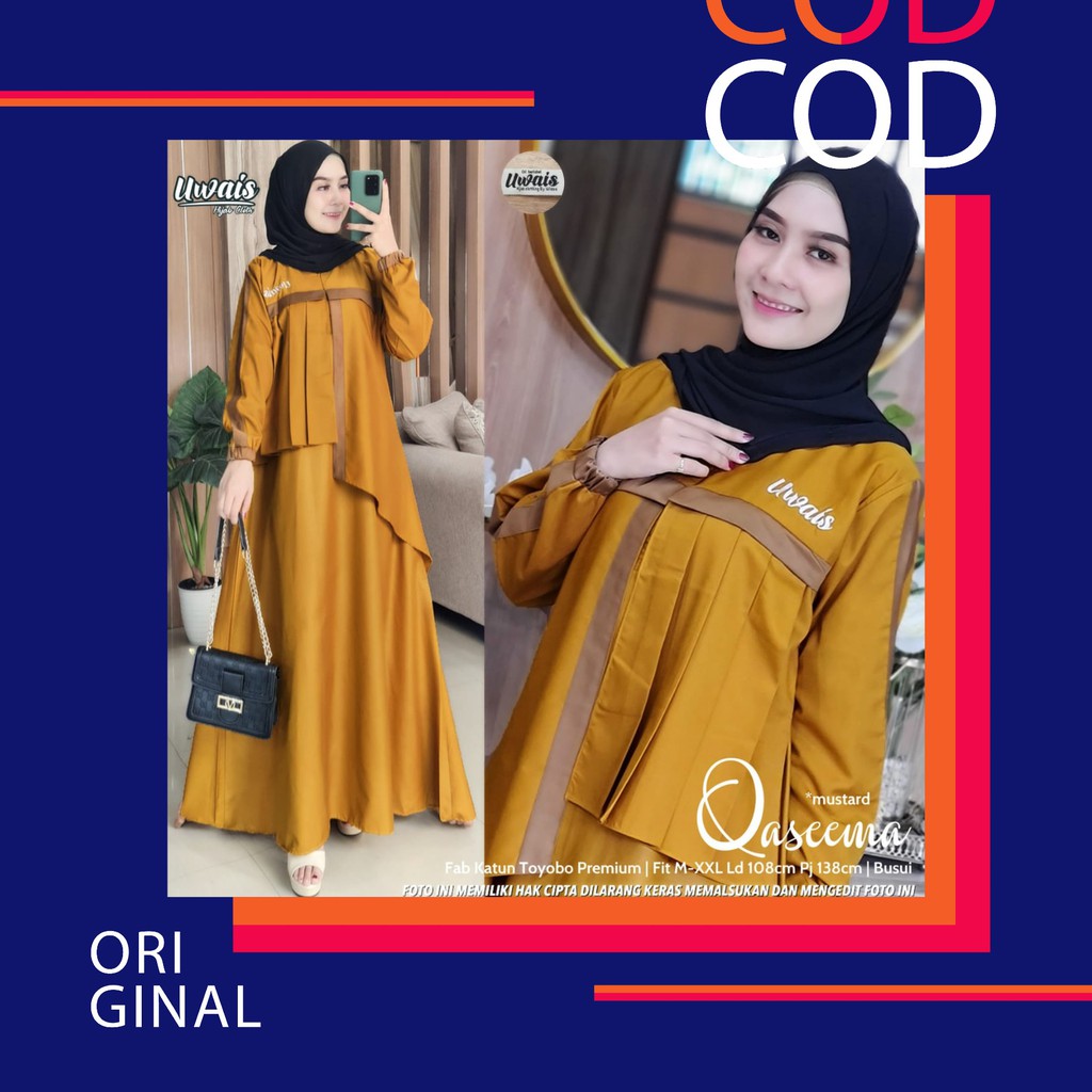 Qaseema Ori by Uwais Gamis Maxi Dress Premium Toyobo LD 108