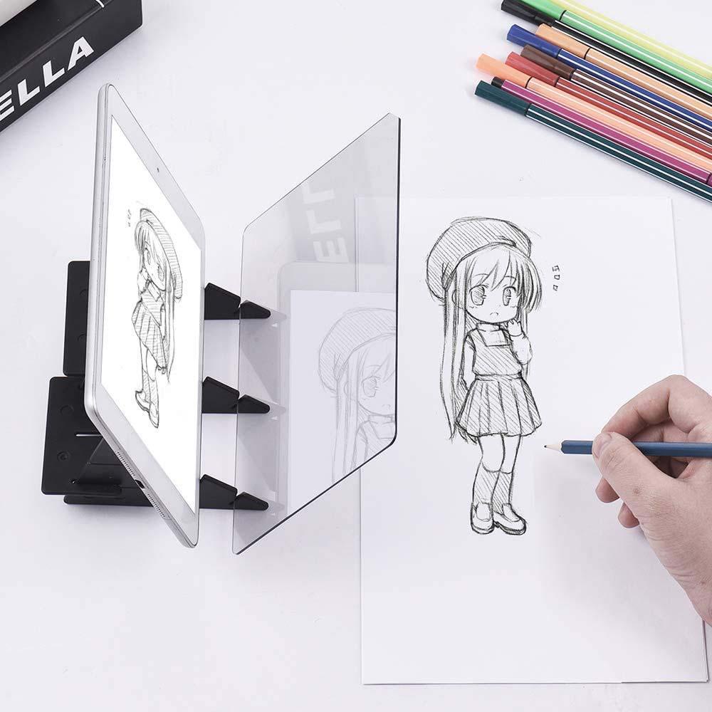 Lanfy Pembantu Sketsa Cat Copy Mirror Tracking Peredupan Bracket Papan Gambar Alat Menggambar Lukisan