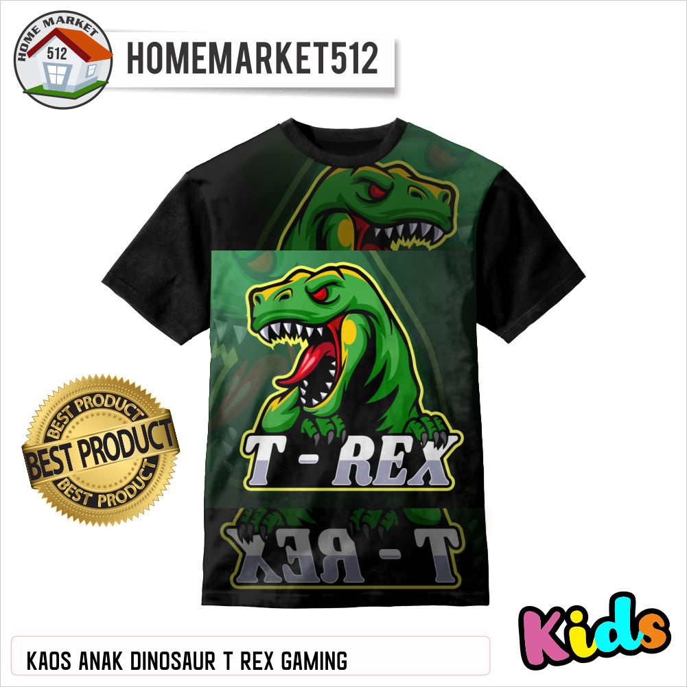 KAOS ANAK Dinosaurus-T-Rex-Gaming KAOS ANAK LAKI-LAKI DAN PEREMPUAN