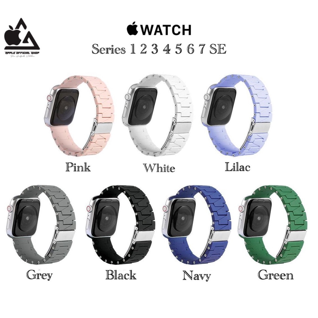 Premium Strap Apple Watch Band Model Rantai Link Bracelet 49MM 45mm 41mm 44mm 40mm 42mm 38mm Series 1 2 3 4 5 6 7 SE Tali Sport Band Strap iWatch Jam Tangan Model Rantai Stainless Steel Smart Watch Silicone Silikon Rubber Case