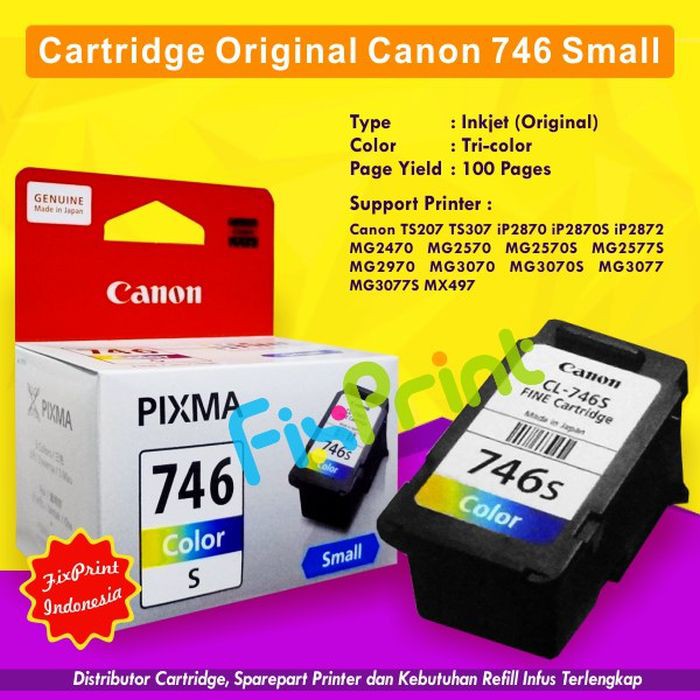 Cartridge Original Canon Small CL746S CL 746S CL 746 TS207 TS307 iP2870 MG2470 MG2570 MG2577 New Original