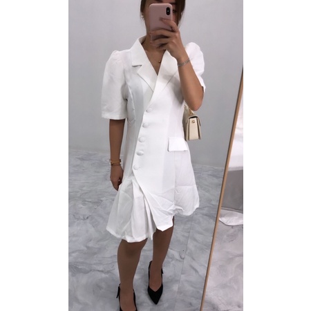 Dress Blazer Wanita Import Putih/Hitam