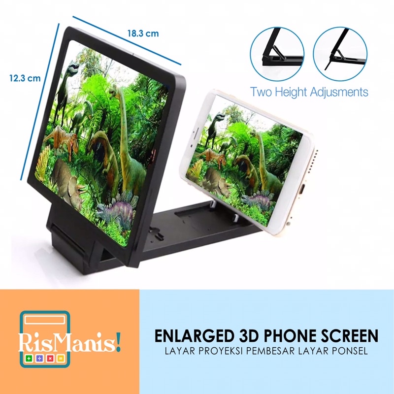 ENLARGED 3D PHONE SCREEN - Layar Proyeksi Kaca Pembesar Ponsel Aksesoris HP Holder Hobi Nonton Film