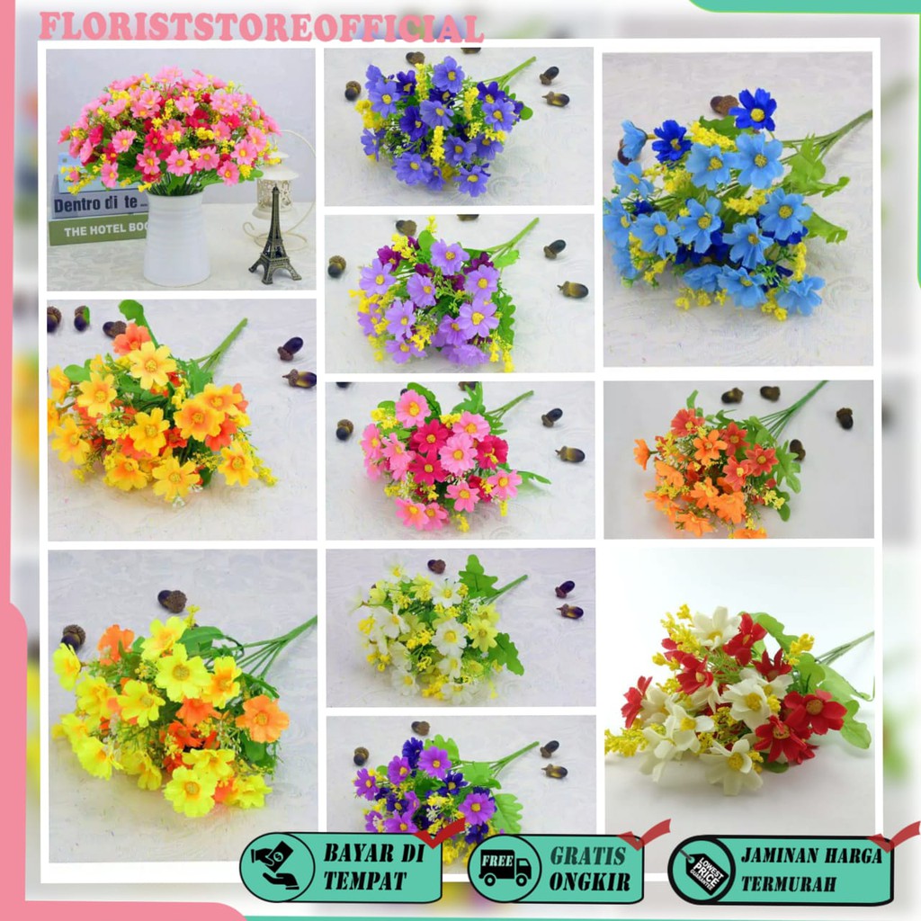 COD BUNGA DAISY BUNGA TANGKAI PLASTIK  BUNGA ARTIFISIAL BUNGA PAJANGAN IMITASI BUNGA HIASAN BT9001
