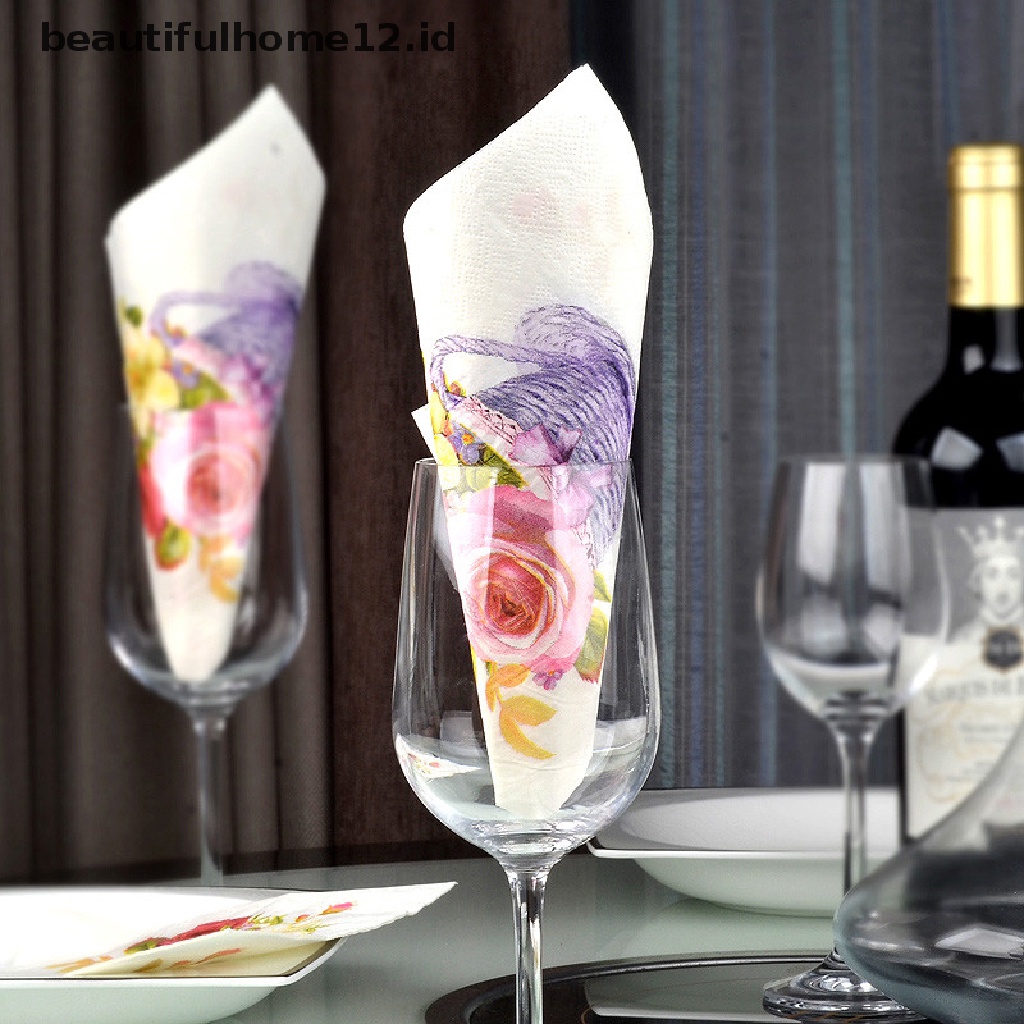 【beautifulhome12.id】 20pcs flower paper napkins food festive party tissue napkins decoupage decor .