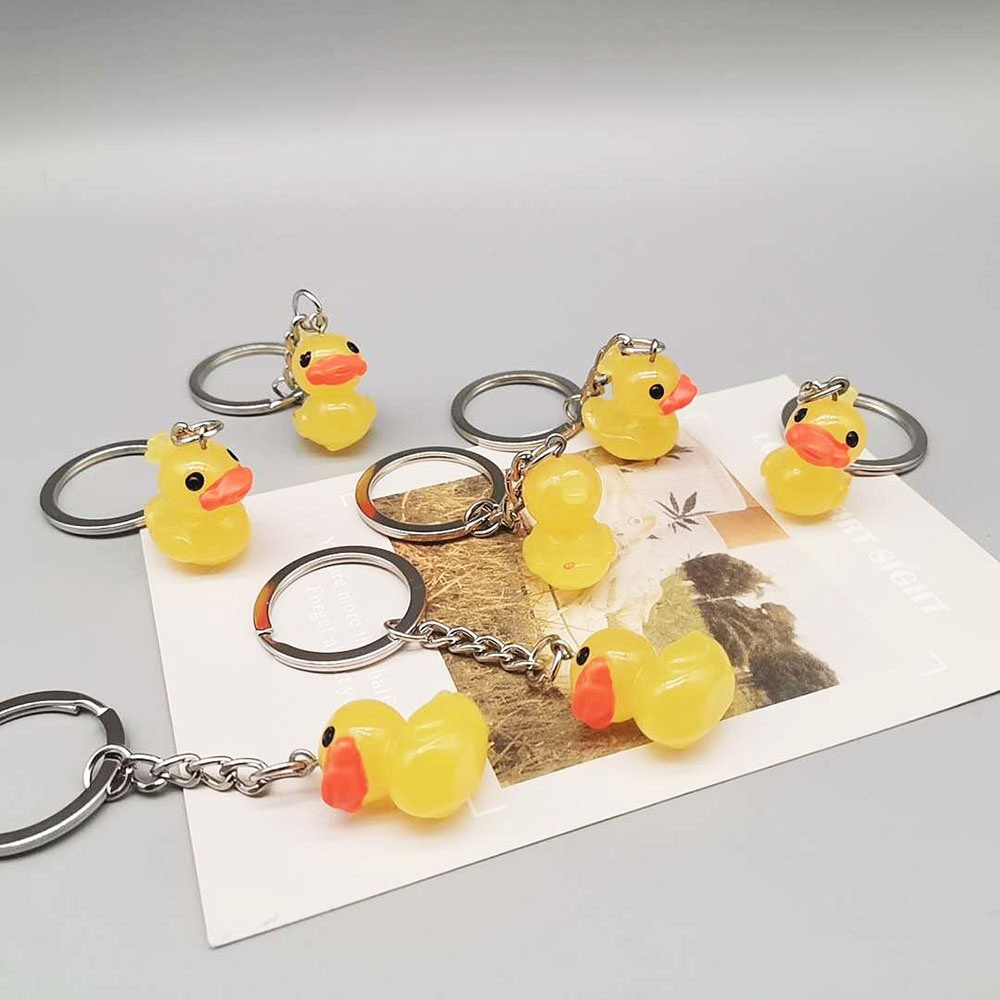 LANFY Mini Car Keyring Lovers Little Yellow DUCK Key Chain Women Cute Hyaluronic Acid Ducks Rubber Keychains/Multicolor