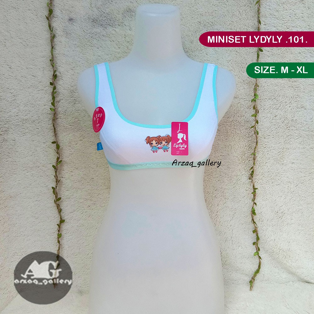 Miniset Lydyly LD 101  | Miniset anak remaja dasar putih list warna| Pakaian Dalam Anak | Miniset Anak | Bra Miniset Anak