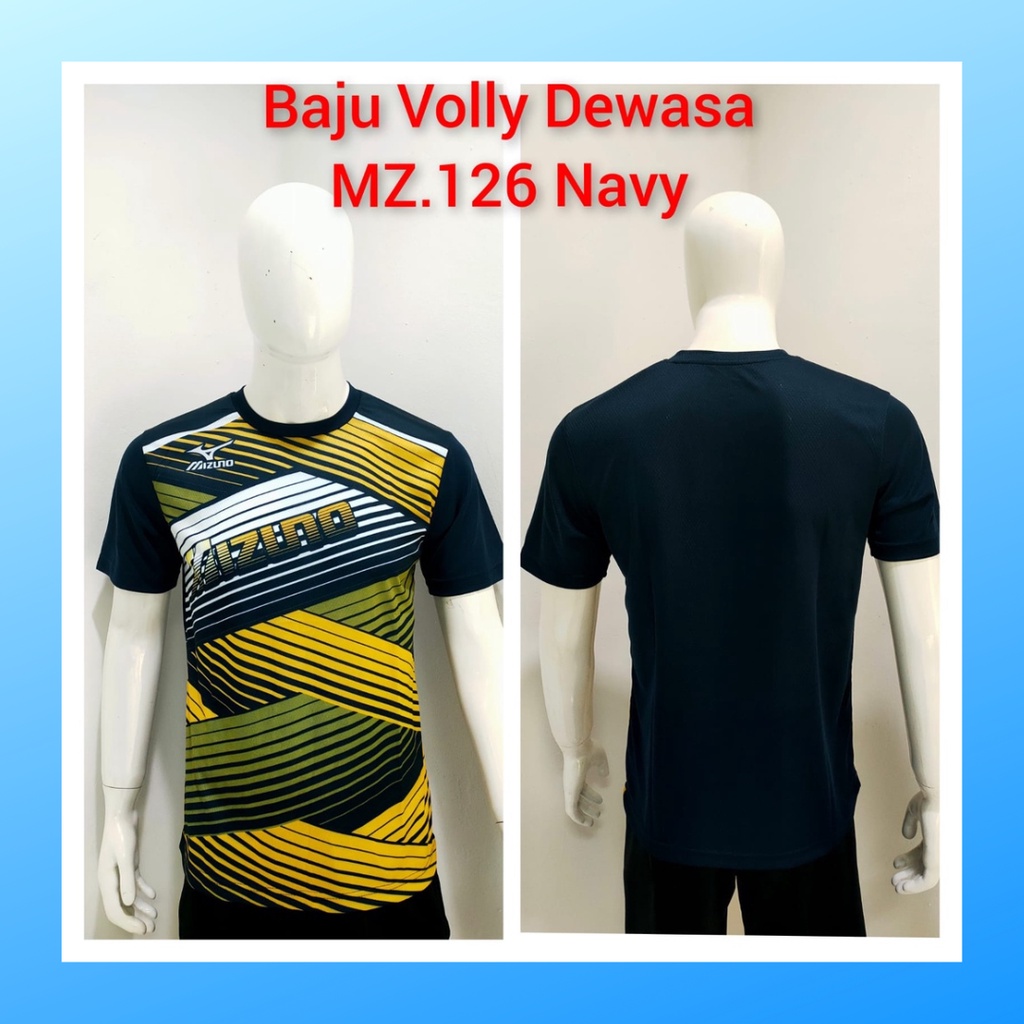 jersey volly pria kaos voli baju bola atasan wanita dewasa t-shirt outfit seragam jarsey kostum olahraga custom pakaian apparel sport jersy volley ball casual jersi suit MZ126 navy