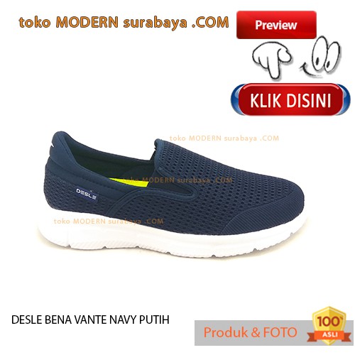 DESLE BENA VANTE NAVY PUTIH sepatu pria sepatu slip on