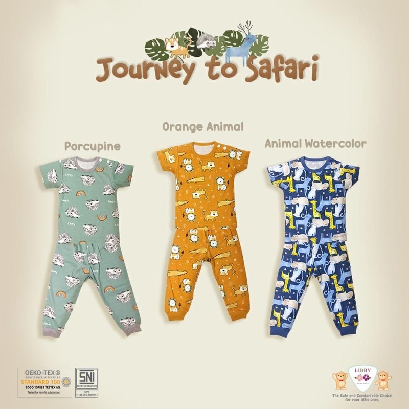 Libby Journey to safari baju pendek celana panjang Oblong M