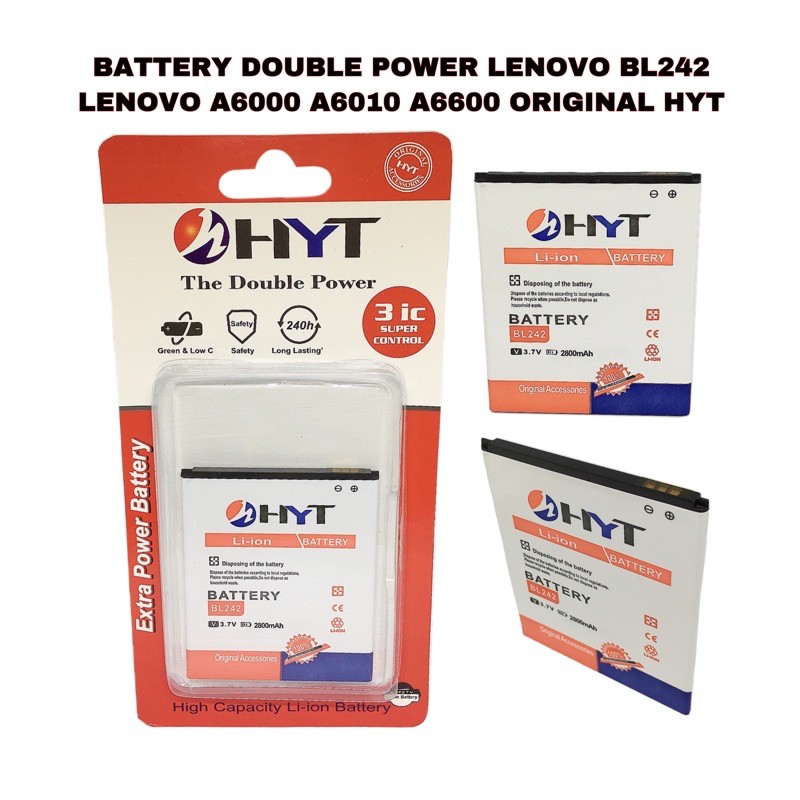 BATTERY DOUBLE POWER LENOVO BL242 / A6000 ORIGINAL HYT