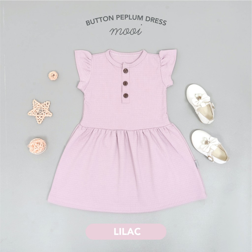 Mooi Dress Anak Perempuan Button Peplum Dress-LILAC