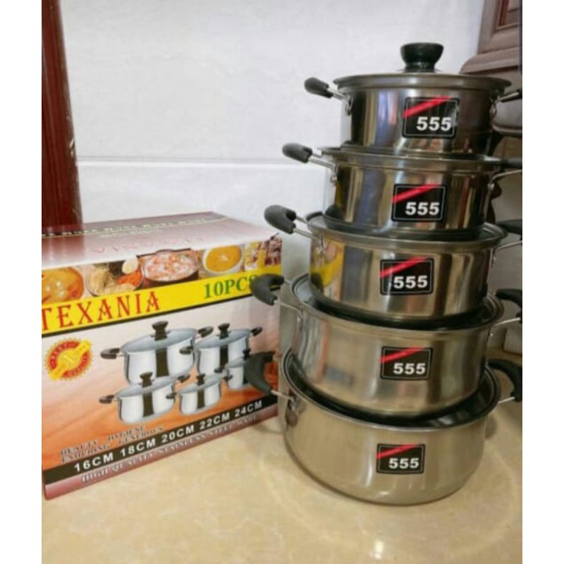 Panci set texania tutup kaca 10pc