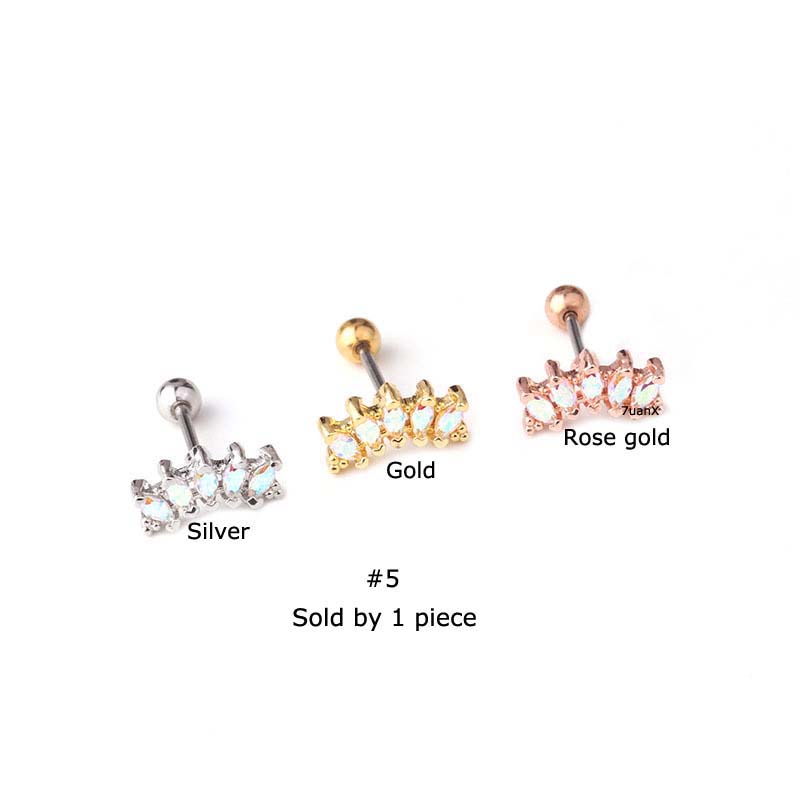 1 Pc Anting Stud 20gauge Bentuk Bintang Bulan Salib Bahan Stainless Steel