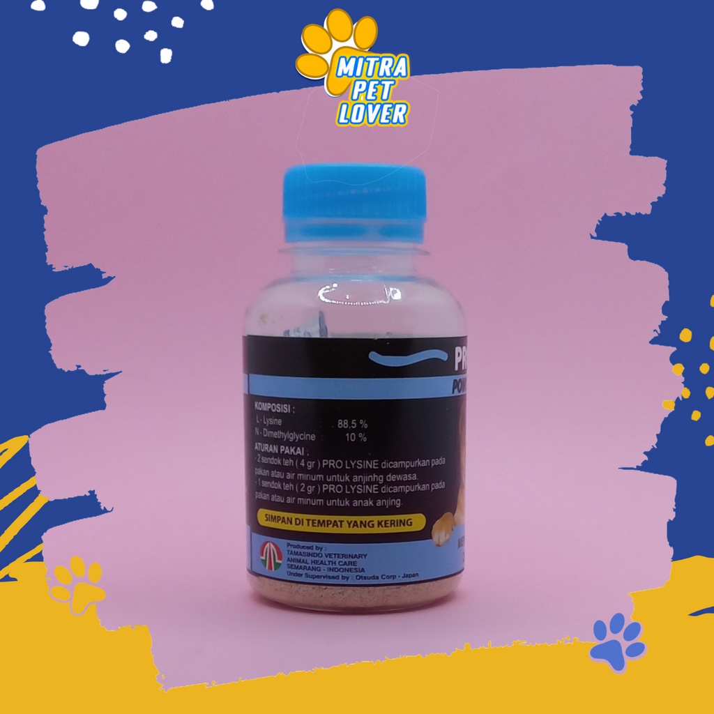 PENAMBAH NAFSU MAKAN ANJING - PROLYSINE DOG POWDER 50 GRAM - TINGKATKAN ANTIBODY HORMON &amp; ENZYM KOLAGEN - CEGAH FLU HERPES - PRO LYSINE SUPLEMEN BUBUK - MURAH GARANSI KUALITAS  ASLI ORIGINAL TAMASINDO OBAT KESEHATAN VITAMIN HEWAN PELIHARAAN MITRAPETLOVER