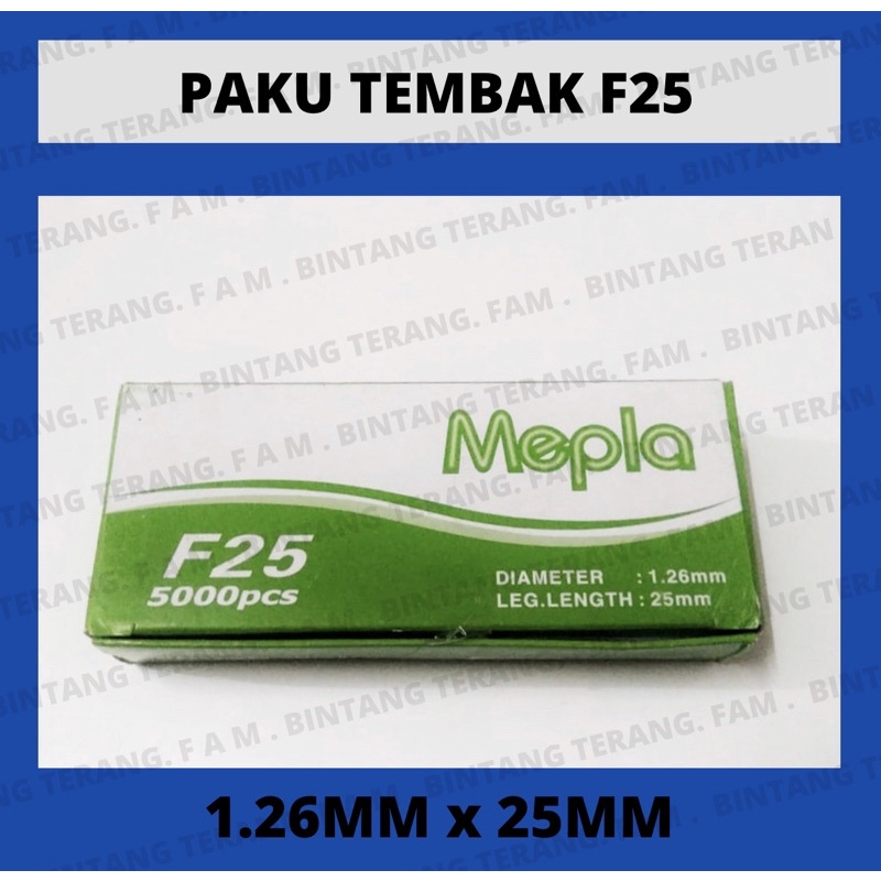 

Isi paku tembak angin staples f25 mepla hijau