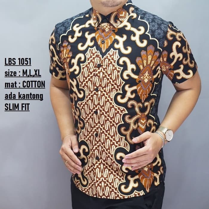 KEMEJA BATIK LENGAN PENDEK LBS 1051 KEMEJA BAHAN KATUN FORMAL