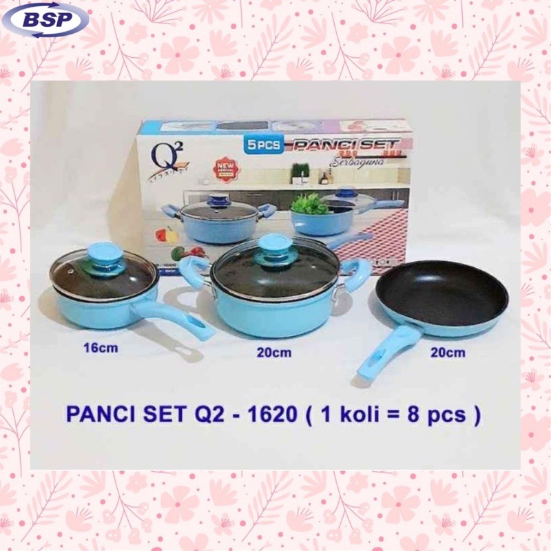 Promo Panci Wajan Set Q2-1620 Panci Teflon Penggorengan Serbaguna Tutup Kaca / Panci Set Murah Q2 1620 GRXl6Ams7V6eRY9