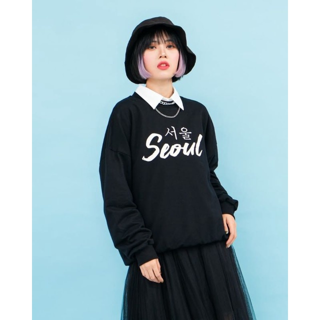 Jaket sweater Crewneck oversize pakaian pria wanita Outerwear Korean Style SEOUL Japan terbaru