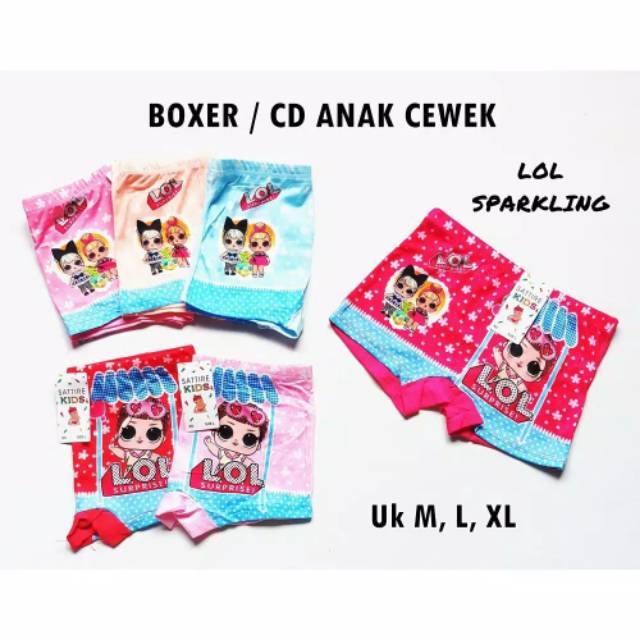 BOXER ANAK CEWEK / CELANA DALAM ANAK PEREMPUAN / LOL