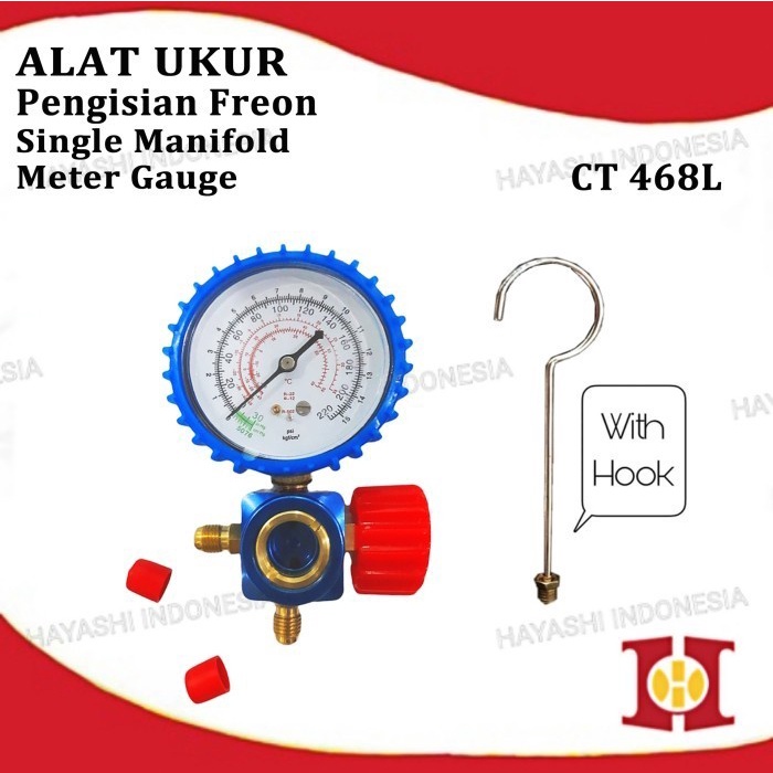 Manifold Single Alat Ukur Test Isi Freon AC Kulkas 466 R12 R22 R134A