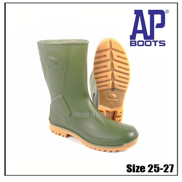 AP Boots ECO 5 Hijau Pendek / Sepatu Boots Safety / Sepatu Proyek Kebun Bangunan Kerja