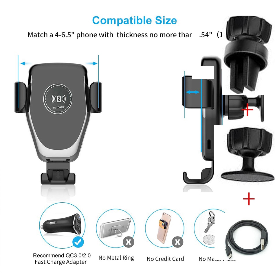 IPHONE Cocok Untuk Iphone11 12 13 Pro Max X XS XR 8plus XS 7.5 W 15W Car Phone Holder Cocok Untuk Samsung Galaxy S8 S9 S10 Note 9mobil Fast Wireless Charger