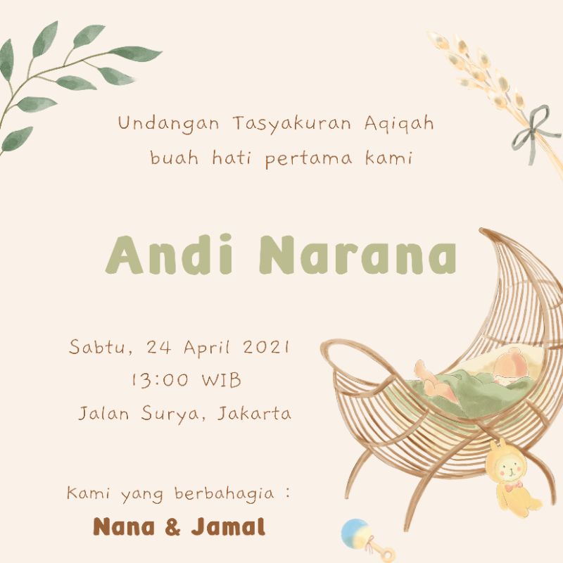 Undangan tasyakuran / aqiqah bayi