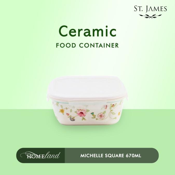 St James Zen & Lock Michelle Wadah Makanan Keramik Square Bowl 670 ml .