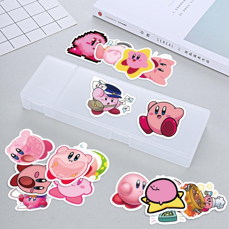 Kirby stiker Kartun cangkir Jurnal bahan Telepon lucu kasus bagasi tangan Buku stiker kecil lembar