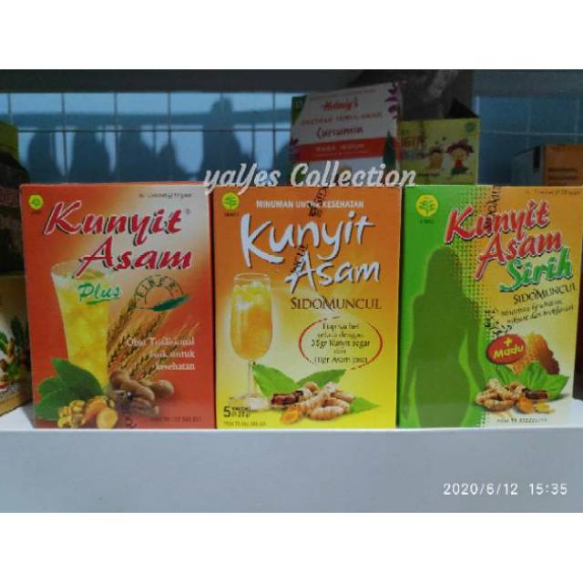 Kunyit asam sirih + madu beras kencur sidomuncul obat traditional sachet box jamu minuman kesehatan