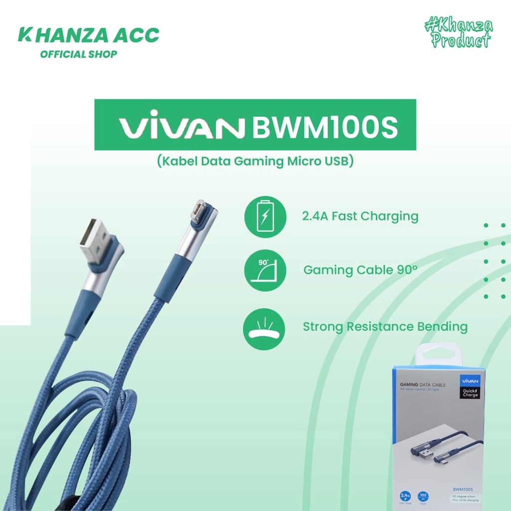 KHANZAACC Kabel Data Gaming VIVAN BWM100 / BWM100S Micro USB Fast Charging 2,4A