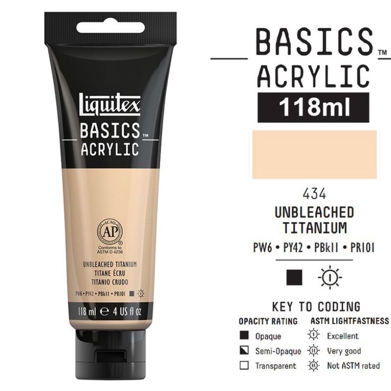 

LIQUITEX BASICS ACRYLIC COLOUR 118 ML UNBLEACHED TITANIUM