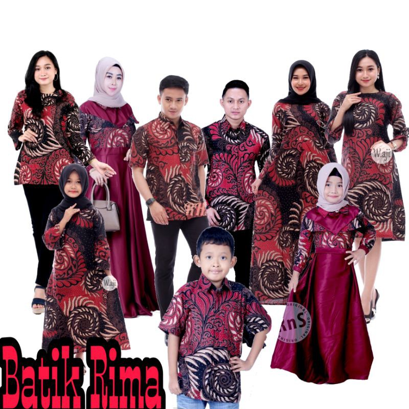 Batik Couple Keluarga Sania Ruffle Ori Ndoro Jowi Dnt Puser Merah