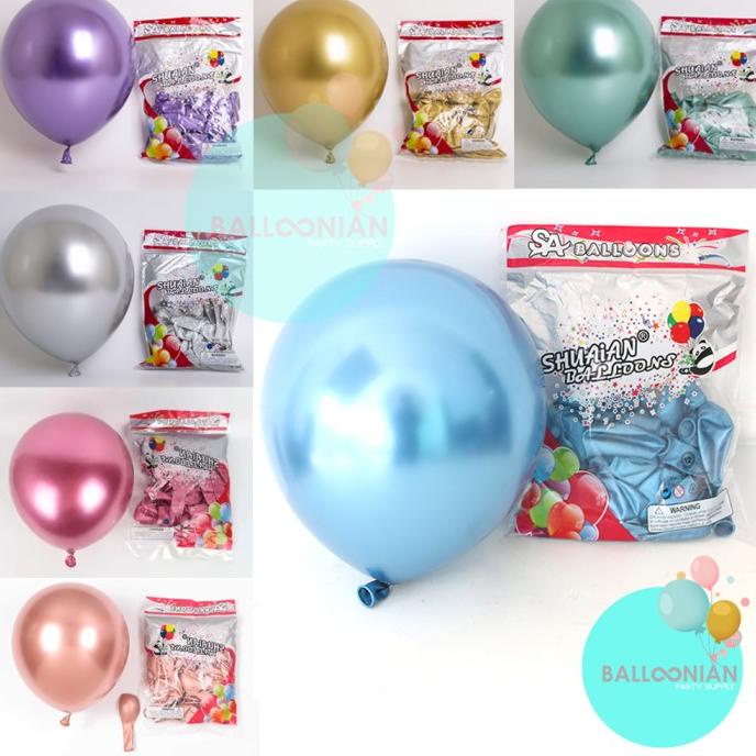 Buruan beli] [GROSIR] Balon Latex Chrome 12inch 50pcs/Balloon Metalic Chrome