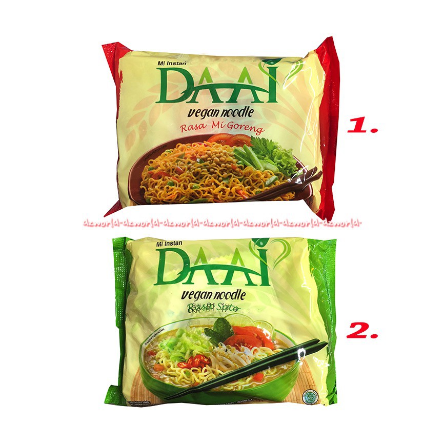 Daai Vegan Noodle Mie Instan Tersedia 2 Varian Rasa Mie Goreng dan Soto 85gr