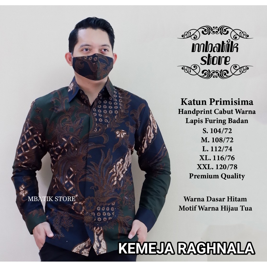 Raghnala Hijau Kemeja Batik Pria Lengan Panjang Full Furing by Mbatik Store