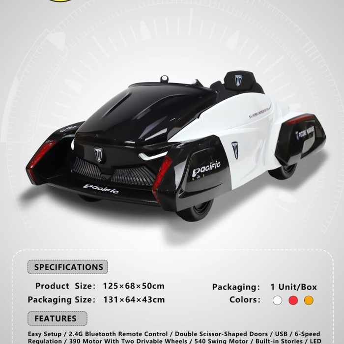 MAINAN MOBIL ANAK AKI PACIFIC PM 7601 RECHARGEABLE SMART WHEEL DRIVE