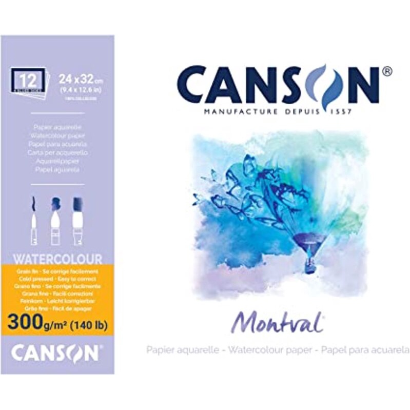 Canson Montval A4 Watercolor Paper Isi 12 Sheets 300gr C200807319